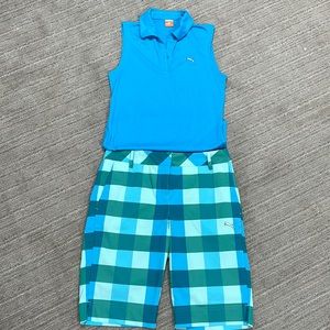 Puma Golf Plaid shorts with pockets.